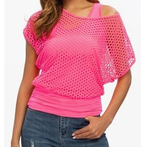 Pink Mesh Crop Top